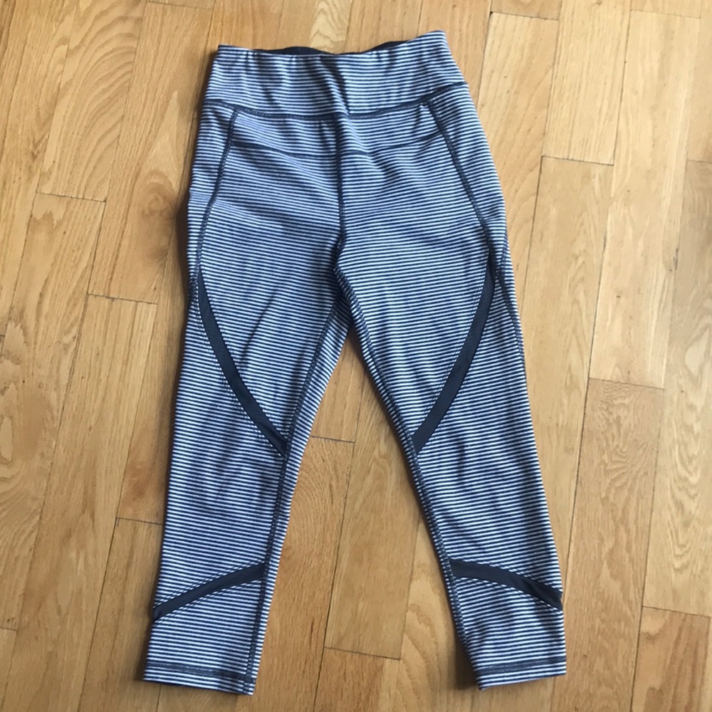 Grey and white striped Calvin Klein leggings